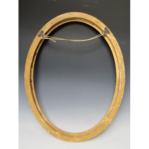 48 - A 19TH CENTURY OVAL GOLD FRAME, frame W 4 cm, rebate 62 x 47 cm