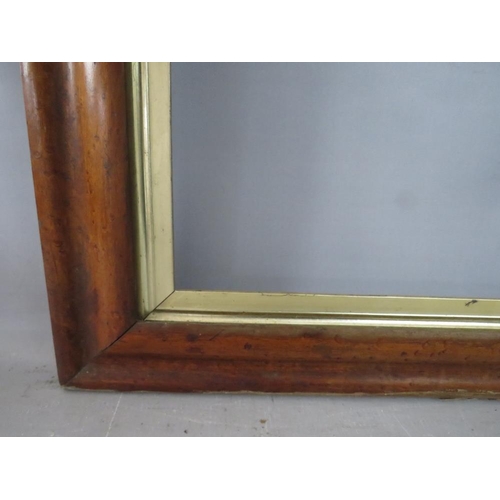 50 - A 19TH CENTURY MAPLE FRAME WITH GOLD SLIP, in need of some restoration, frame W 6 cm, rebate 88 x 69... 