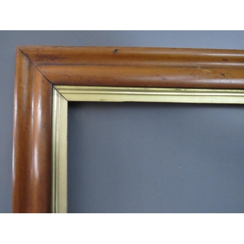 50 - A 19TH CENTURY MAPLE FRAME WITH GOLD SLIP, in need of some restoration, frame W 6 cm, rebate 88 x 69... 