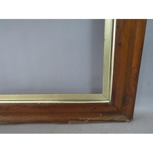 50 - A 19TH CENTURY MAPLE FRAME WITH GOLD SLIP, in need of some restoration, frame W 6 cm, rebate 88 x 69... 