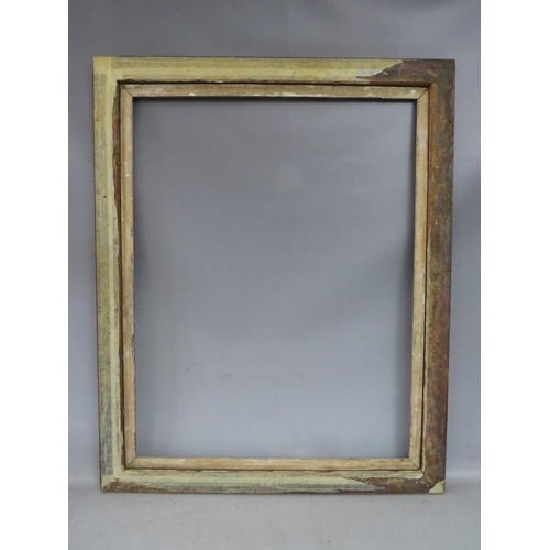 50 - A 19TH CENTURY MAPLE FRAME WITH GOLD SLIP, in need of some restoration, frame W 6 cm, rebate 88 x 69... 