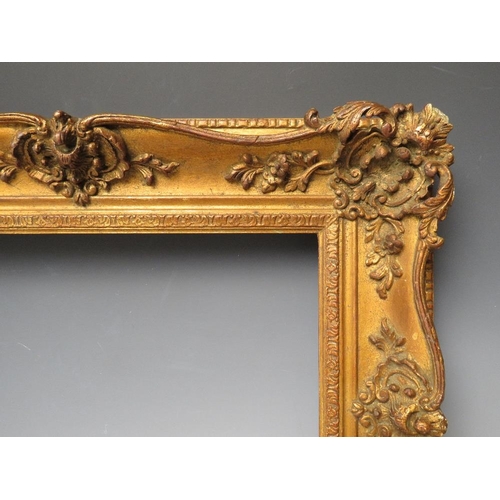 80 - A 19TH CENTURY GOLD SWEPT FRAME, frame W 9 cm, rebate 29 x 39 cm