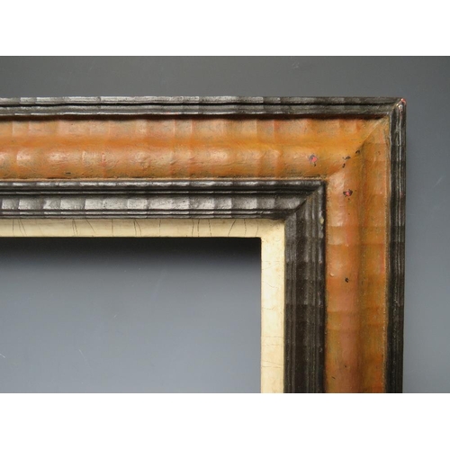 81 - A 20TH CENTURY DUTCH EBONISED AND STAINED FRAME, with painted slip, frame W 7.5 cm, slip rebate 26.5... 