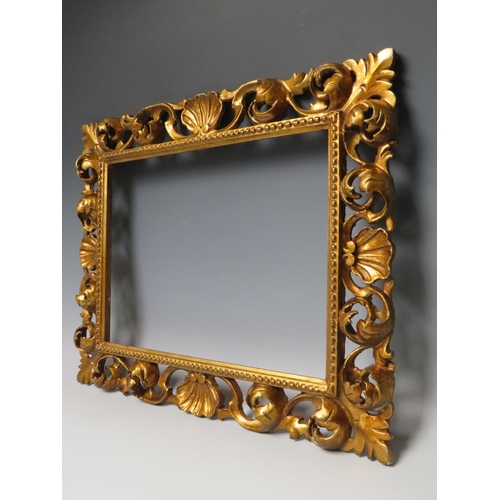 82 - A 19TH CENTURY CARVED WOODEN FLORENTINE GILT FRAME, frame W 7.5 cm, rebate 39 x 28 cm