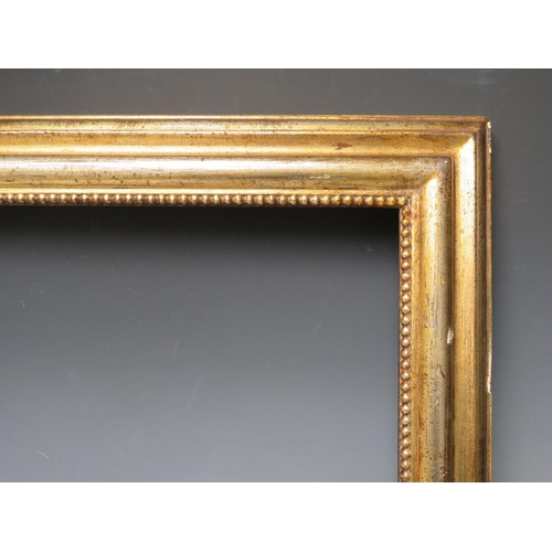 96 - A 19TH CENTURY GOLD FRAME WITH BEAD DESIGN TO INNER EDGE, frame W 6.5 cm, rebate 49 x 40 cm