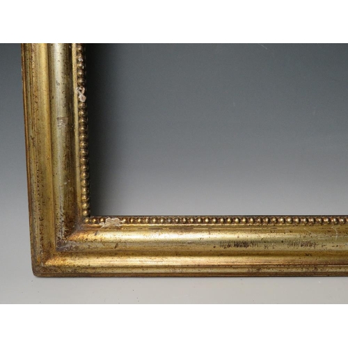 96 - A 19TH CENTURY GOLD FRAME WITH BEAD DESIGN TO INNER EDGE, frame W 6.5 cm, rebate 49 x 40 cm