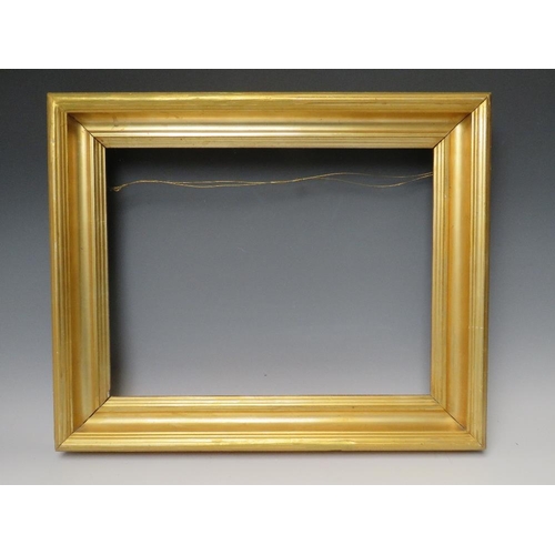 97 - A 19TH CENTURY PLAIN GOLD FRAME, frame W 6 cm, rebate 33 x 42.5 cm