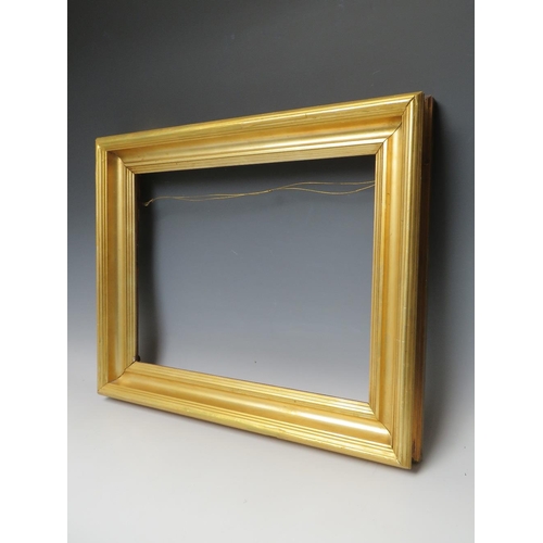 97 - A 19TH CENTURY PLAIN GOLD FRAME, frame W 6 cm, rebate 33 x 42.5 cm