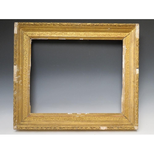 99 - TWO 19TH CENTURY GOLD FRAMES FOR RESTORATION, with inner and outer designs, Frame W 7 and 9 cm, reba... 