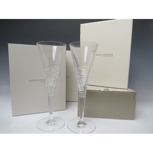 418 - EIGHT STUART CRYSTAL STRATA PATTERN CHAMPAGNE FLUTES DESIGNED BY JASPER CONRAN