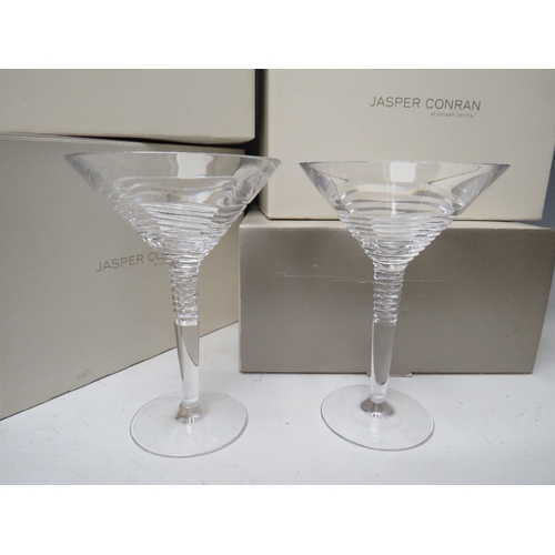 419 - EIGHT STUART CRYSTAL STRATA PATTERN MARTINI GLASSES DESIGNED BY JASPER CONRAN