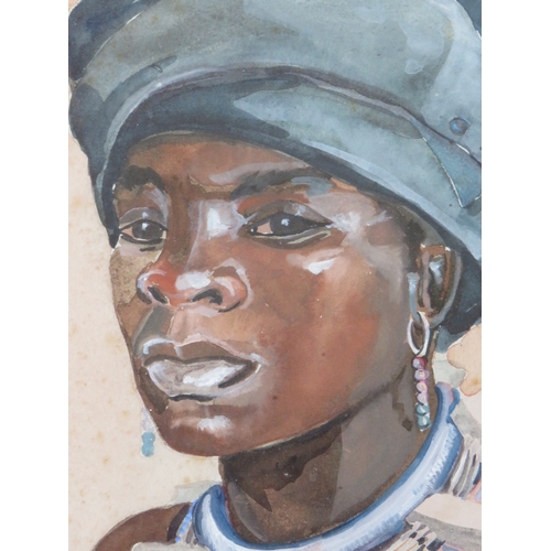 10 - LUCY MARY MULLINS (1920-2008). Portrait of an African lady, signed, mixed media, framed and glazed, ... 