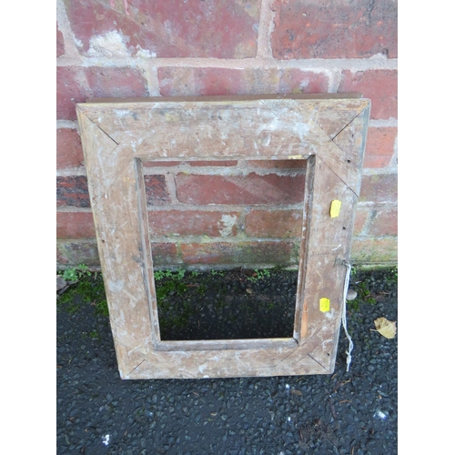 54 - AN 18TH CENTURY DECORATIVE GOLD FRAME IN NEED OF SOME RESTORATION, frame W 9 cm, rebate 23 x 31 cm