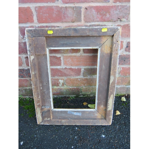 57 - A 19TH CENTURY GOLD FRAME WITH DECORATIVE INNER DESIGN AND ACANTHUS LEAF DESIGN TO OUTER EDGE, frame... 