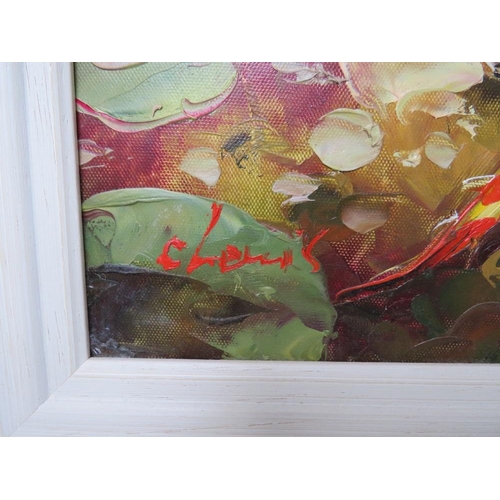 6 - C. LEWIS (XX). 'Thriving Waters VI', signed lower right, oil on canvas, framed, 20 x 40 cm