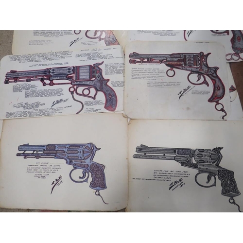 47 - A QUANTITY OF DETAILED DRAWINGS OF HAND GUNS ETC