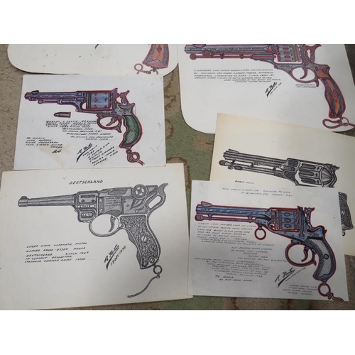 47 - A QUANTITY OF DETAILED DRAWINGS OF HAND GUNS ETC