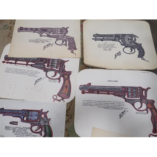 47 - A QUANTITY OF DETAILED DRAWINGS OF HAND GUNS ETC