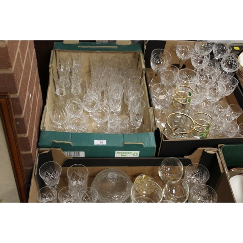 50 - THREE TRAYS OF ASSORTED GLASSWARE TO INC ROYAL BRIERLEY