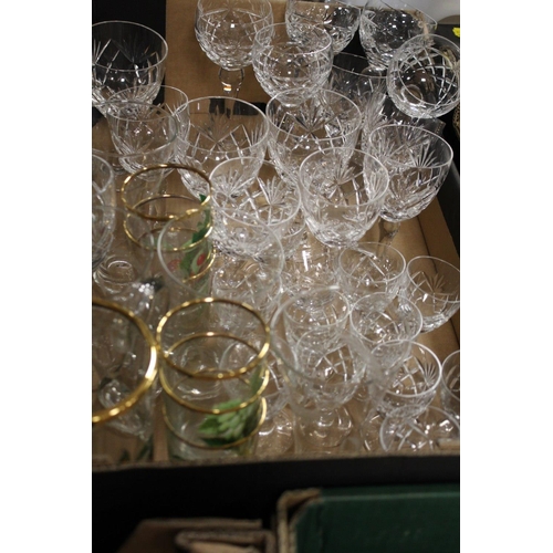 50 - THREE TRAYS OF ASSORTED GLASSWARE TO INC ROYAL BRIERLEY