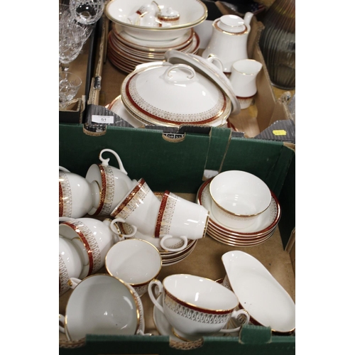 51 - TWO TRAYS OF ROYAL GRAFTON MAJESTIC TEA AND DINNERWARE ETC.