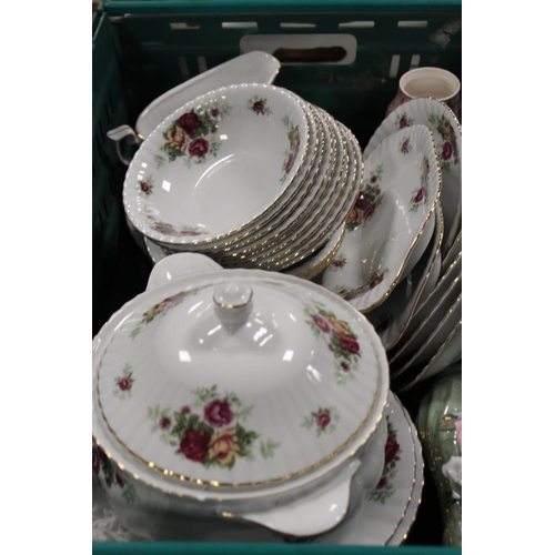 81 - THREE TRAYS OF ASSORTED CERAMICS AND GLASS TO INCLUDE TEA AND COFFEE WARE TOGETHER WITH A TRAY OF GL... 