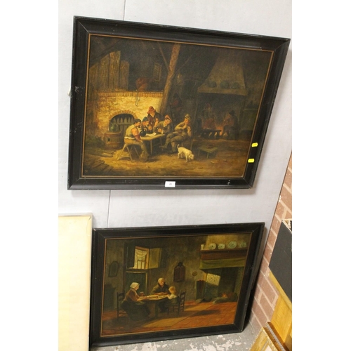 26 - A PAIR OF FRAMED MODERN PICTURES OF 18TH / 19TH CENTURY INTERIOR SCENES