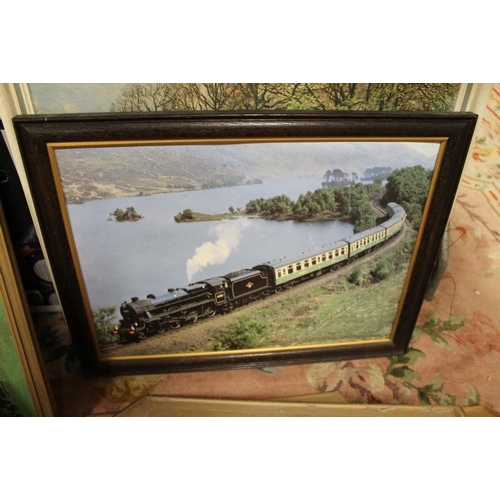 33 - A QUANTITY OF PICTURES AND PRINTS TO INC STEAM RAILWAY EXAMPLES ETC