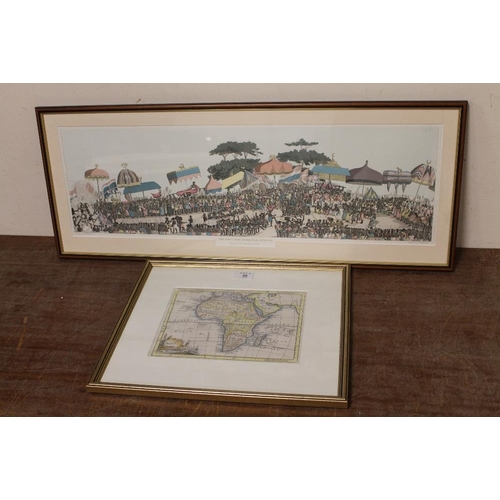 39 - AN EARLY COLOURED ENGRAVED MAP OF AFRICA TOGETHER WITH A COLOURED PRINT OF THE YAM CUSTOM (2)