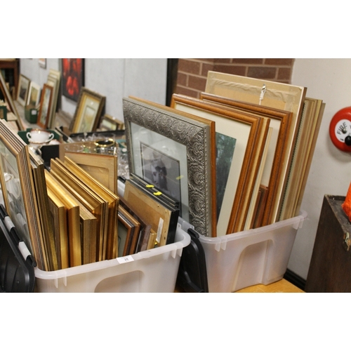 28 - TWO TRAYS OF FRAMED AND GLAZED PICTURES AND PRINTS