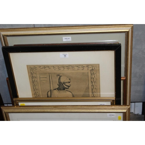 13 - A QUANTITY OF FRAMED AND GLAZED PICTURES AND PRINTS ETC