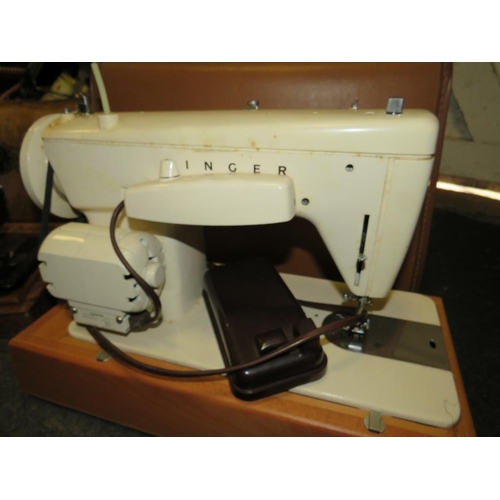 172 - A CASED SINGER SEWING ,MACHINE MODEL 237 PLUS A WOODEN CASED SINGER SEWING MACHINE 10327388 (2)