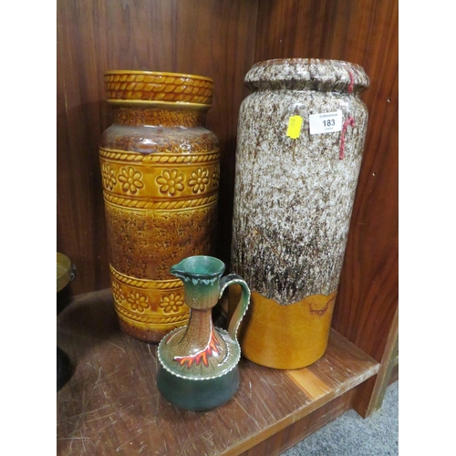 183 - TWO LARGE GERMAN VASES TOGETHER WITH A RETRO ITALIAN JUG (3)