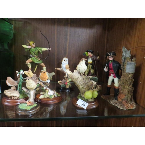 185 - THREE ROYAL DOULTON FIGURES - DICK TURPIN, LONG JOHN SILVER AND ROBIN HOOD, TOGETHER WITH A SELECTIO... 