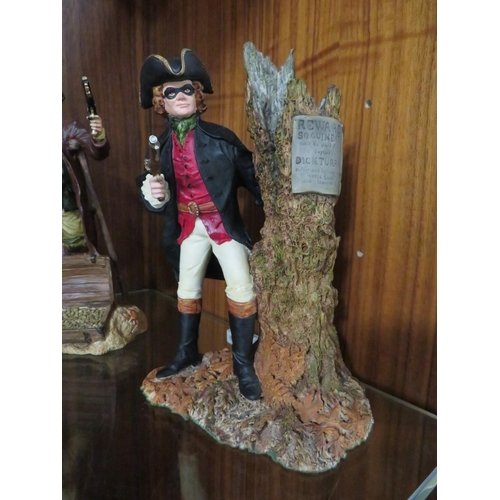 185 - THREE ROYAL DOULTON FIGURES - DICK TURPIN, LONG JOHN SILVER AND ROBIN HOOD, TOGETHER WITH A SELECTIO... 