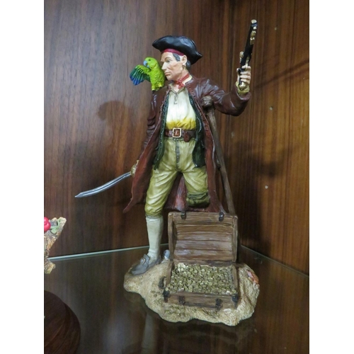 185 - THREE ROYAL DOULTON FIGURES - DICK TURPIN, LONG JOHN SILVER AND ROBIN HOOD, TOGETHER WITH A SELECTIO... 