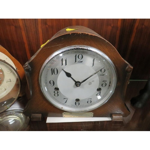 186 - FOUR ASSORTED MANTLE AND CARRIAGE CLOCKS