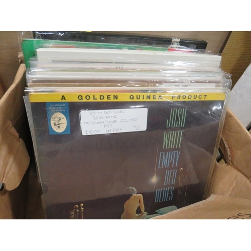 193 - A BOX OF LP RE CORDS TO INC ELVIS, BILLIE HOLIDAY, JOSH WHITE, GEORGE SHEARING ETC