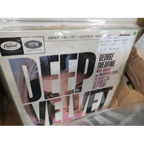 193 - A BOX OF LP RE CORDS TO INC ELVIS, BILLIE HOLIDAY, JOSH WHITE, GEORGE SHEARING ETC