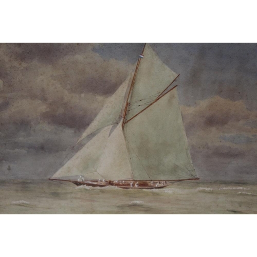 21 - A WATERCOLOUR DEPICTING A SAILING BOAT SIGNED BOYD TOGETHER WITH A VENETIAN WATERCOLOURS