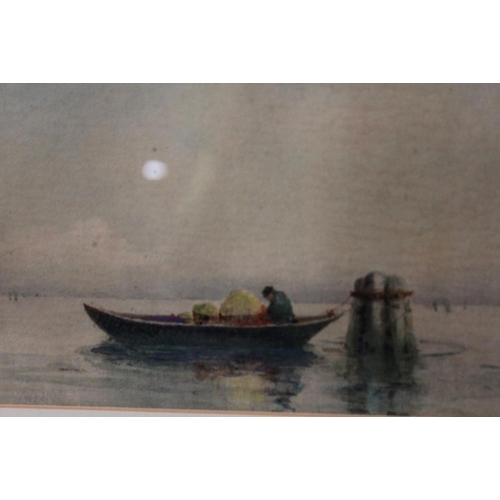 21 - A WATERCOLOUR DEPICTING A SAILING BOAT SIGNED BOYD TOGETHER WITH A VENETIAN WATERCOLOURS