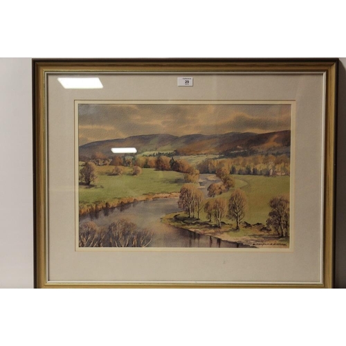 29 - THE VIEW FROM KIRKLY LONSDALE CHURCH - RUSKINS VIEW SIGHED WATERCOLOUR BY E.CHARLES SIMPSON 37 X 54 ... 