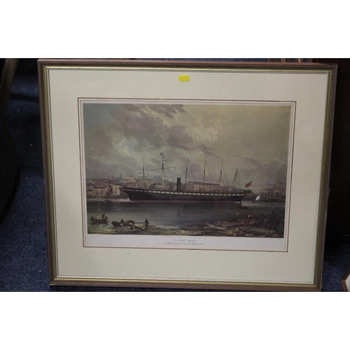 37 - FOUR ASSORTED PICTURES ETC TO INCLUDE A PRINT OF S.S. GREAT BRITAIN