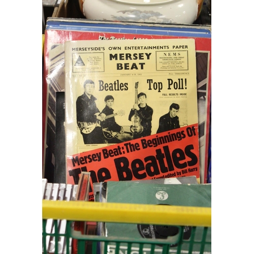 51 - A COLLECTION OF BEATLES SINGLES AND LP RECORDS, CDs AND EPHEMERA ETC