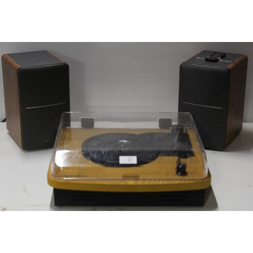 57 - A MUSITREND TURNTABLE TOGETHER WITH A PAIR OF EDIFIER SPEAKERS