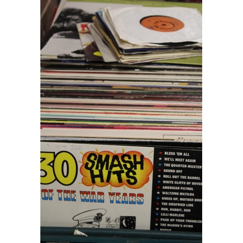 65 - A TRAY OF ASSORTED LP RECORDS TO INCLUDE VARIOUS COMPILATIONS, FLANDERS AND SWANN, SINATRA ETC PLUS ... 