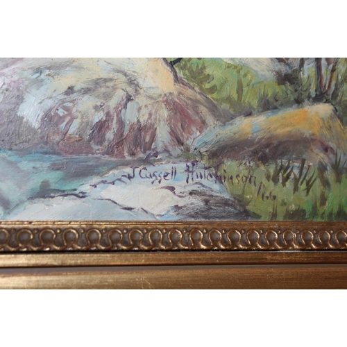 8 - AN OIL ON BOARD OF A RIVER SCENE SIGNED J CASSELL HUTCHINSON