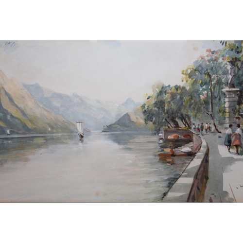 9 - AN ITALIAN WATERCOLOUR OF LAKE VISTA SIGNED GIOVANI