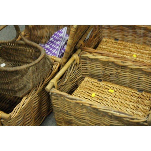 151 - A QUANTITY OF BASKETS. WICKERWARE TO INCLUDE PICNIC BASKETS