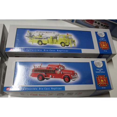 1 - TEN BOXED CORGI LIMITED EDITION FIRE ENGINES, to include US53802 Mack CF Tower Ladder US53803 Mack C... 